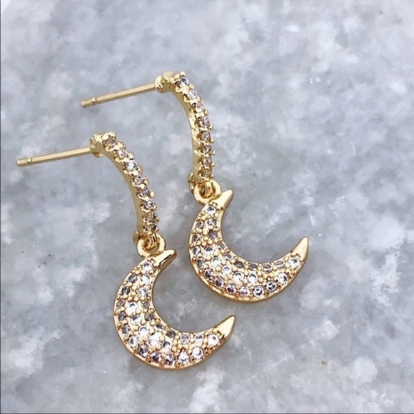 Olivia Rae Jewelry - Paved Cubic Zirconia Gold Plated Moon Earrings​​​